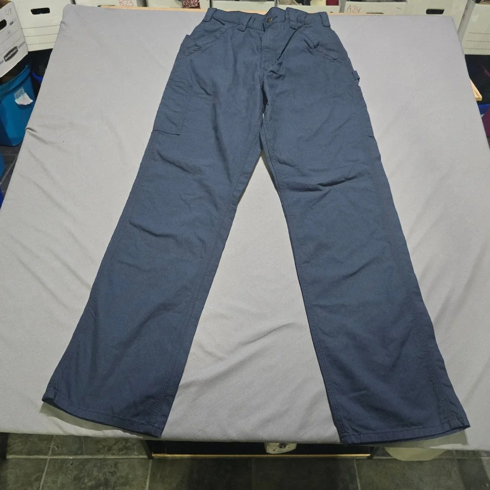 Carhartt Canvas Utility Work Pants Mens 32x36 Navy Blue Loose Fit B151 NVY